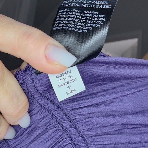 NWT* WHBM Petite Long-Sleeve Fitted Tie Waist Blouse in Cosmic Violet‎ - Picture 14 of 16